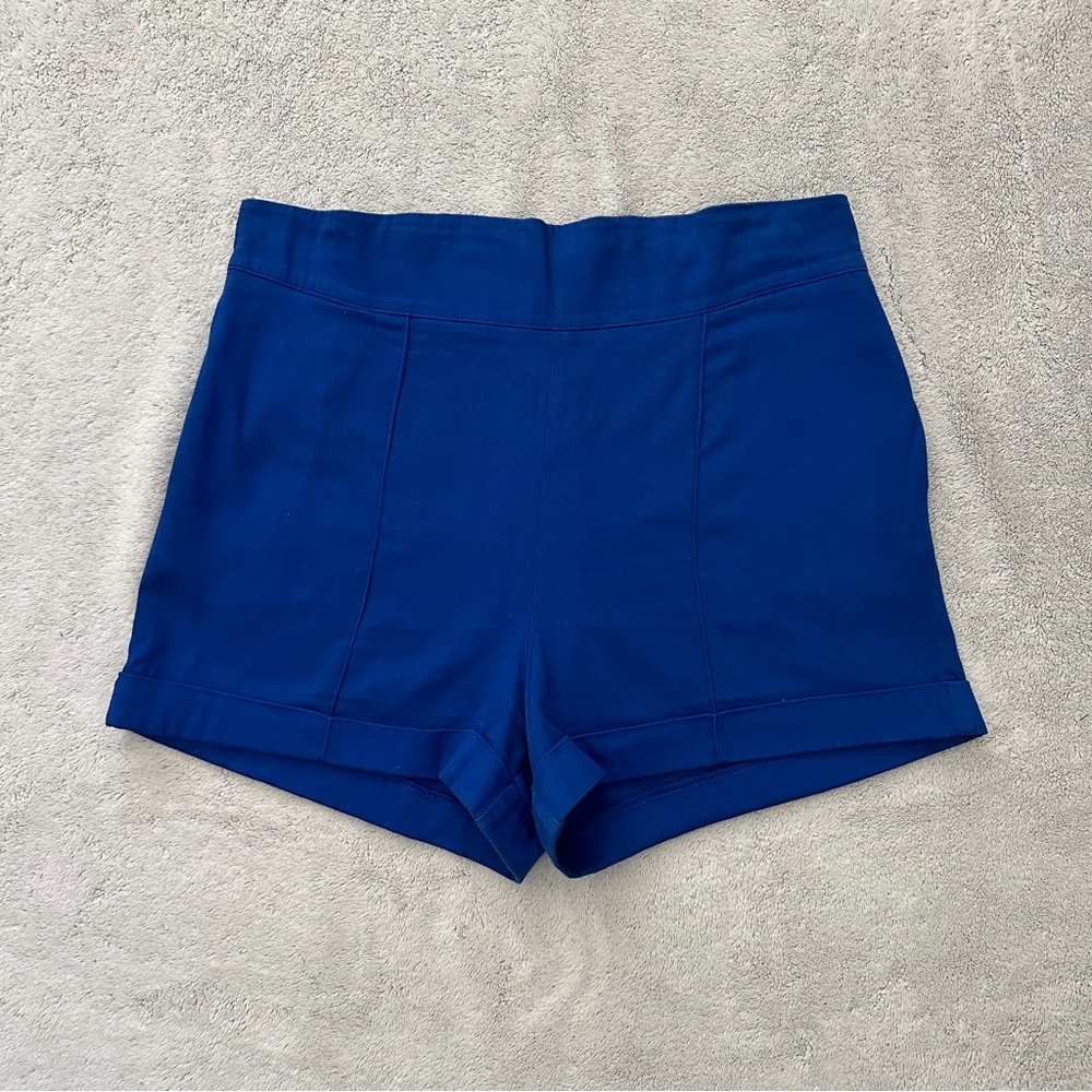 Pinup Couture by Laura Byrnes Black Label Size XL Blue High Waisted Shorts